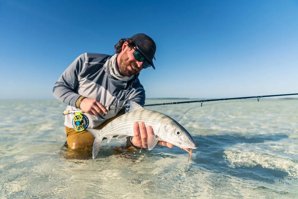 Kyle with a bonefish at Soul Fly Lodge